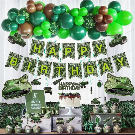 Buy nd Army Party Decorations, Army Birthday Party Supplies Kit, Army ...