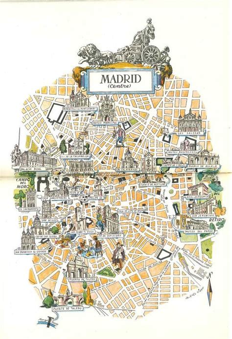 Madrid Map Wall Decor / City of Madrid Spain World Travel Art / Vintage ...