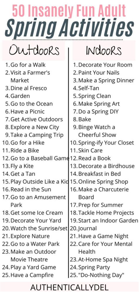 50 Seasonal Spring Activities for Adults - Authentically Del