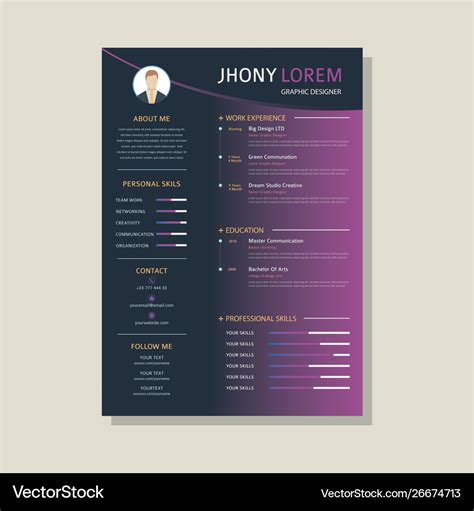 Resume design template with background Royalty Free Vector