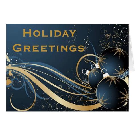 Elegant Holiday Greetings in Blue Card | Zazzle.com