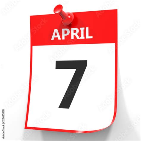 April 7. Calendar on white background. Stock Illustration | Adobe Stock