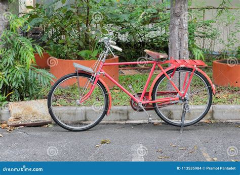 Bicycle Red Classic Vintage in Former Beautiful with Copy Space for Add Text Stock Photo - Image ...