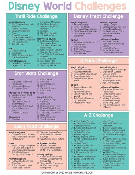 Free Printable Disney World Challenges You Must Do | Disney world trip ...