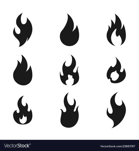 Fire flame logo icon set of nine Royalty Free Vector Image