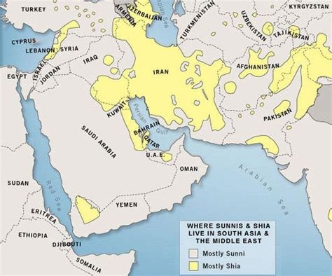 Simple Map of Sunni/Shi'a Distribution across the Asian Middle East | MAPS | Map, Middle east ...