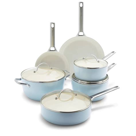 GreenPan Padova Healthy Ceramic Non-Stick 10-Piece Cookware Set, Light ...