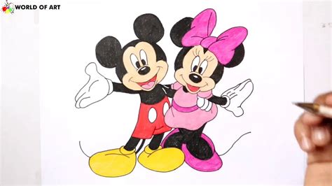 cómo dibujar mickey mouse y minnie mouse fácil