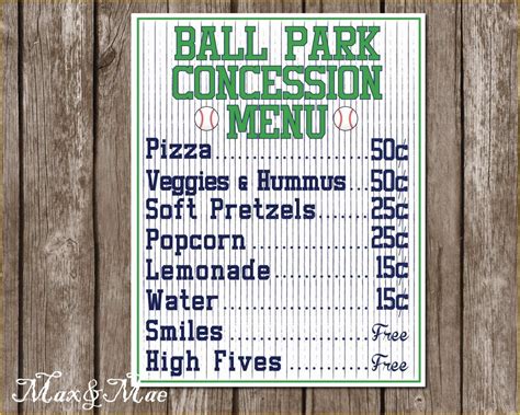 Concession Stand Menu Template Free Of Sports Concession Menu Baseball theme Baseball Party ...