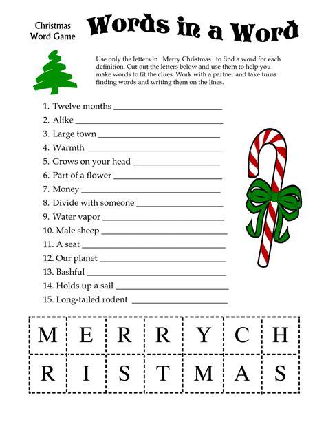 Free Printable Christmas Words Game