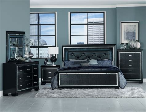 Homelegance Allura Bedroom Set with LED Lighting - Black B1916BK-BED ...