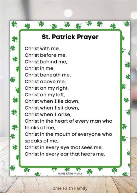 Free St. Patrick's Breastplate Prayer Printable For Kids - Home Faith ...