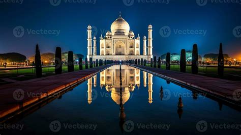 Night view of The Taj Mahal. Generative AI 32977771 Stock Photo at Vecteezy