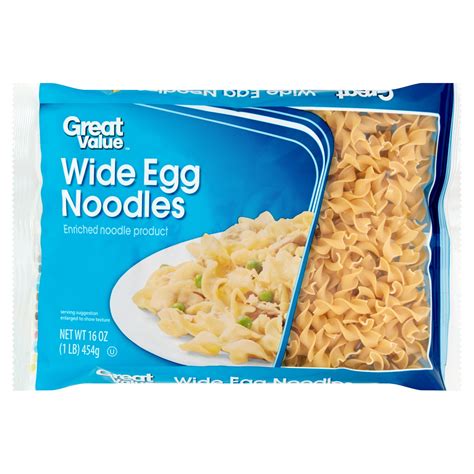 Great Value Wide Egg Noodles Enriched Product, 16 oz - Walmart.com