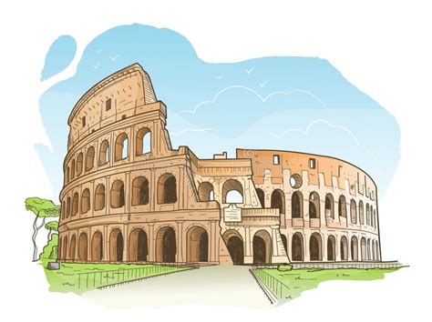 Sketch of the Colosseum, Rome Stock Vector - Illustration of hand ...