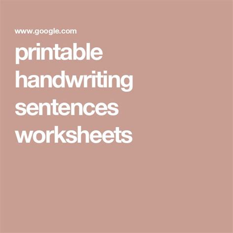 the words printable handwriting and sentences worksheets are in white on a pink background