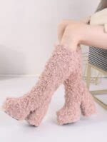 Pink Fluffy Winter Boots | Ningning - Aespa - Fashion Chingu