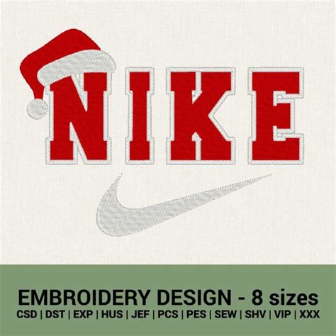 Nike Christmas Santa hat logo machine embroidery design new