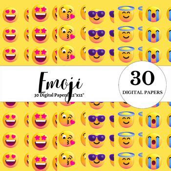 30 Emoji Color Paper Digital Papers*Digital Paper Bundle 12'' x 12'' inches