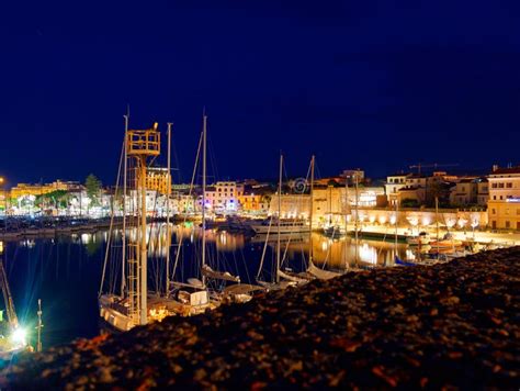 View of Alghero at Night. a Beautiful City Vibrant. Sardinia, Italy ...