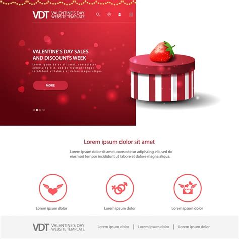 Premium Vector | Red website template with valentine's day design