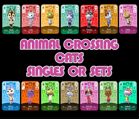 Animal Crossing CAT Amiibo Cards ACNH Ankha Bob Kid Cat | Etsy