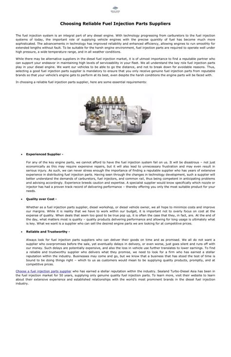 PPT - Choosing Reliable Fuel Injection Parts Suppliers PowerPoint ...