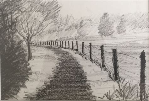 Country Road Pencil Drawing | Landscape Art