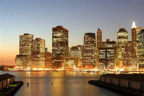 Lower Manhattan skyline stock photo. Image of lights, skyscrapers - 1347988