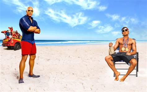 Dwayne 'The Rock' Johnson And Zac Efron In Baywatch Movie Wallpaper, HD ...