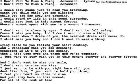 Aerosmith I Don T Want to Miss a Thing Lyrics