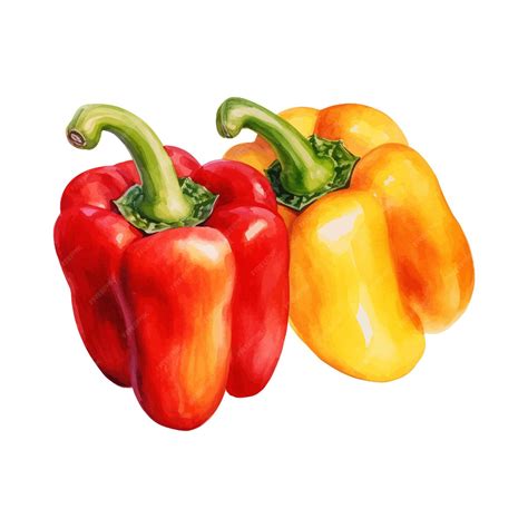 Premium Vector | Capsicum watercolor clipart white background