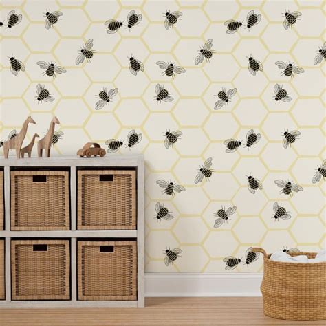 Bee Wallpaper, Honey Bee Wallpaper, Bee Drawer Liners, Honeycomb Bee Hive Wallpaper, Bee Nursery ...