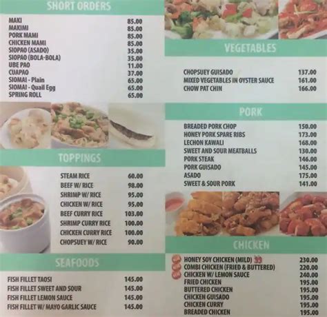 Manila Foodshoppe Menu, Menu for Manila Foodshoppe, Santo Nino, Cebu ...