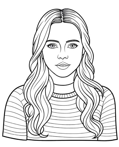 Realistic Girl Portrait coloring page - Download, Print or Color Online for Free