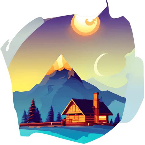 Smoky Mountain Sunset Cabin Graphic · Creative Fabrica