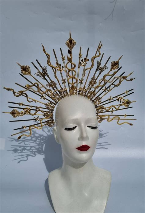 Gold Medusa Spiked Headdressgold Fairy Headpiece With - Etsy