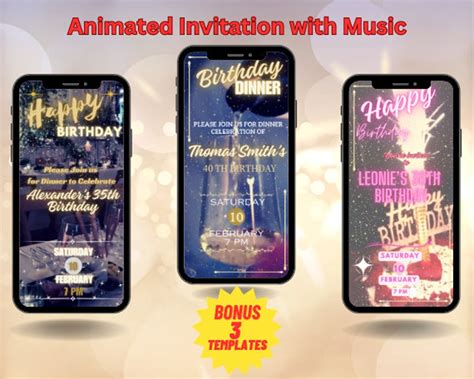 Digital Animated Birthday Invitations: Choose Your Perfect - Etsy