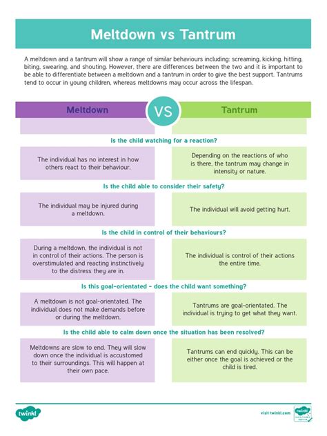 Meltdown Vs Tantrum Information