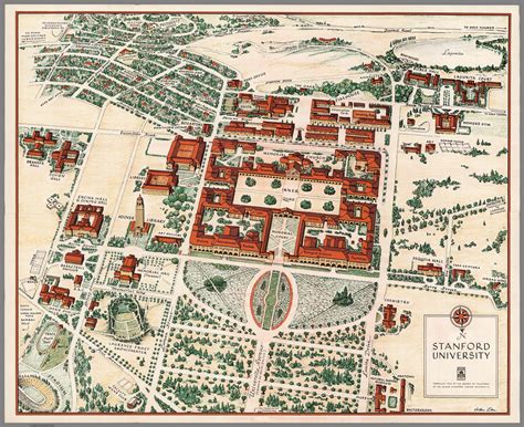 Pictorial bird's-eye-view map of Stanford University campus. Made by ...