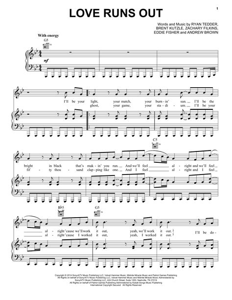 Love Runs Out | Sheet Music Direct