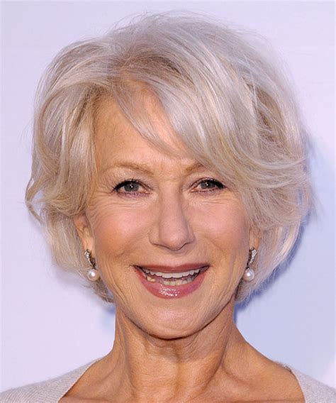 Helen Mirren Short Straight Light Platinum Blonde Hairstyle