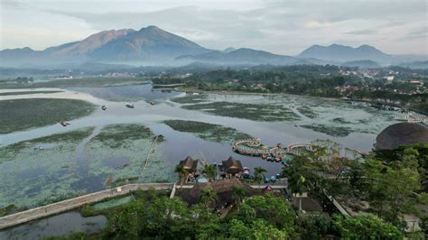 Aerial view of Situ Bagendit is a famous tourist spot in Garut with ...