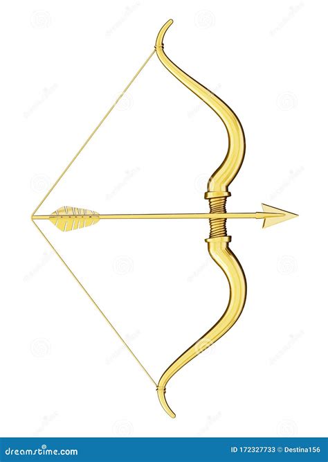 Cupid`s Bow and Arrow with Heart Shape. 3D Illustration Stock Image ...