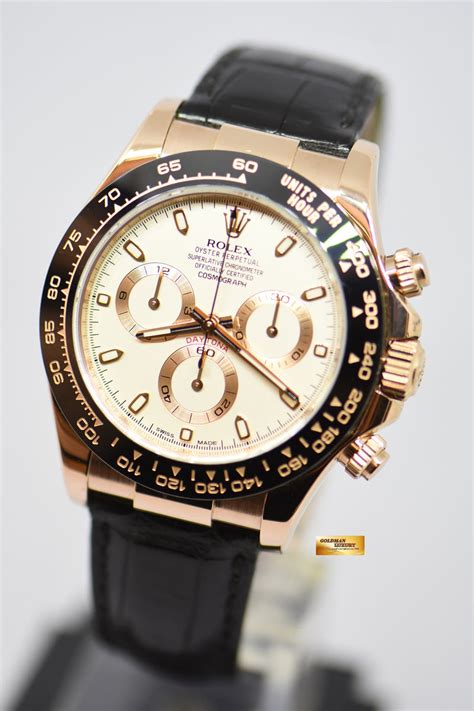 [SOLD] ROLEX OYSTER PERPETUAL DAYTONA ROSE GOLD IN LEATHER WHITE DIAL ...