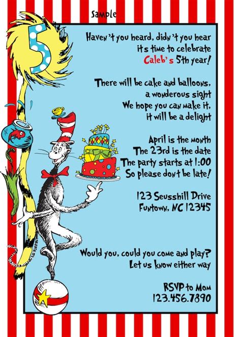 Items similar to Dr Seuss Birthday party invitations baby shower Printable digital file. on Etsy