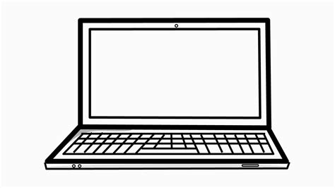 laptop computer line drawing illustration animation with transparent ...