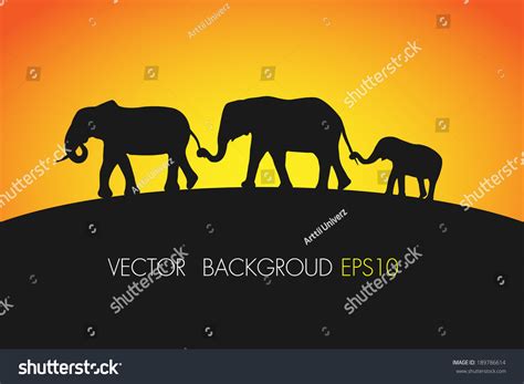 Elephant Family Silhouette Stock Vector (Royalty Free) 189786614 ...