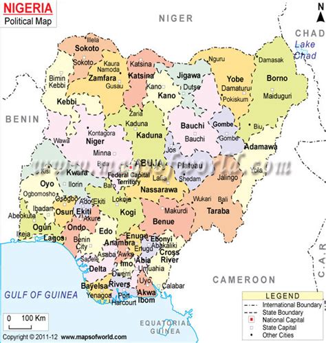 Map of Nigeria showing the different states and surrounding countries... | Download Scientific ...