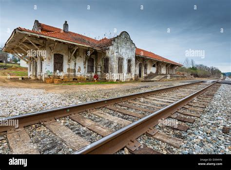 An historic train depot in Wadley, Alabama, built in a mission style ...